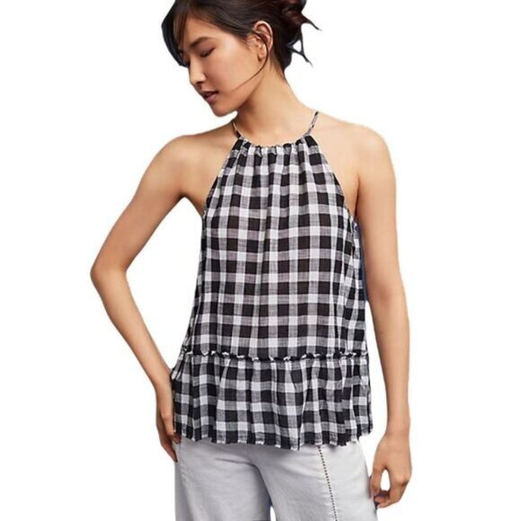 Cloth & Stone Gingham‎ Halter Top XS NEW - Picture 1 of 7
